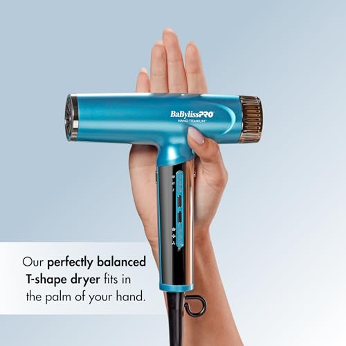 BabylissPRO® Nano Titanium™ Ionic, Lightweight, hi-Speed, Dual Voltage Hair Dryer with Diffuser (Blue)
