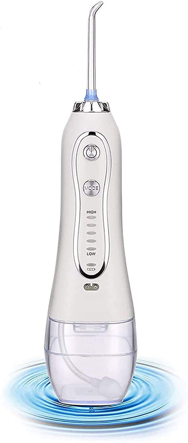 Rechargeable Water Dental Flosser Cordless: Power Teeth Cleaner with USB Cable, IPX7 Waterproof Flosser for Oral Bridges Care with 5 Mode, 300ML Detachable Water Tank