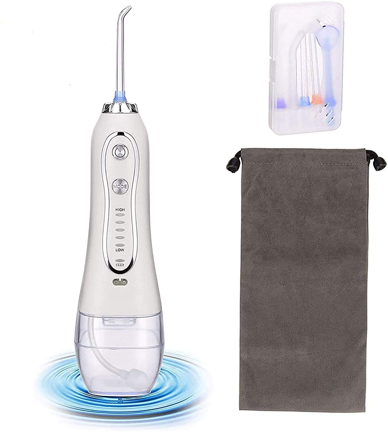 Rechargeable Water Dental Flosser Cordless: Power Teeth Cleaner with USB Cable, IPX7 Waterproof Flosser for Oral Bridges Care with 5 Mode, 300ML Detachable Water Tank
