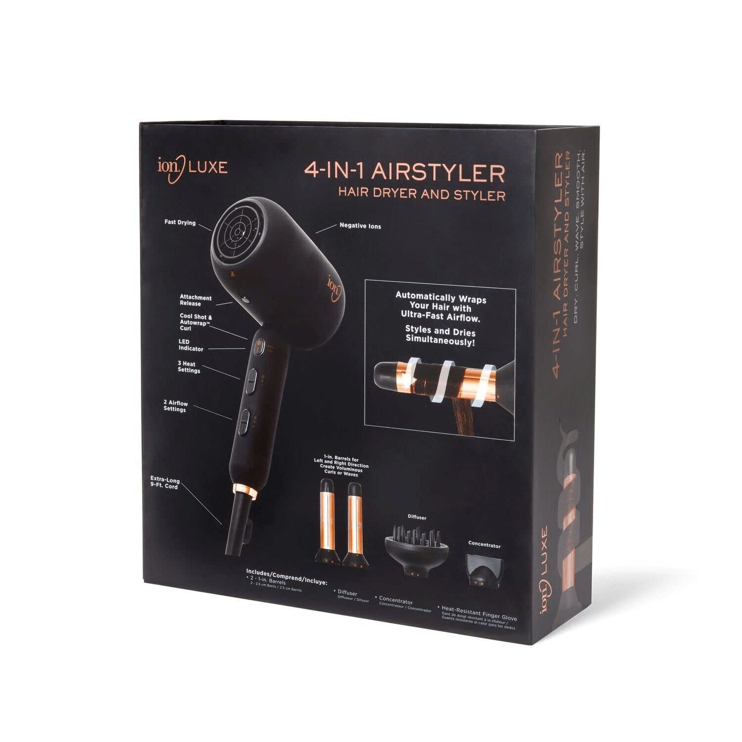 ion Luxe 4in1 Autowrap™ Airstyler Interchangeable Hair Dryer & Curler for All Hair Types