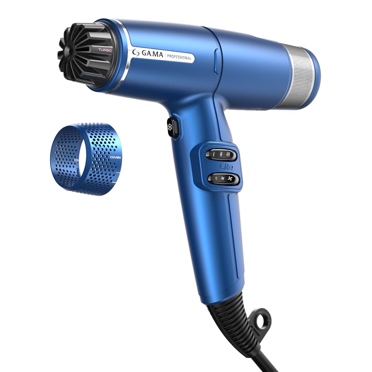 IQ LITE | IQ Perfetto | Hair Dryer by GaMa Italy | Ultra-Lightweight 10.5 oz | 110,000 RPM Brushless Motor | Turbo Venturi Technology | Oxy-Active Technology (Blue)