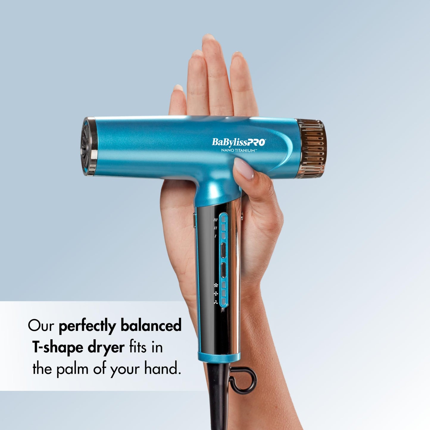 BabylissPRO® Nano Titanium™ Ionic, Lightweight, hi-Speed, Dual Voltage Hair Dryer with Diffuser (Blue)
