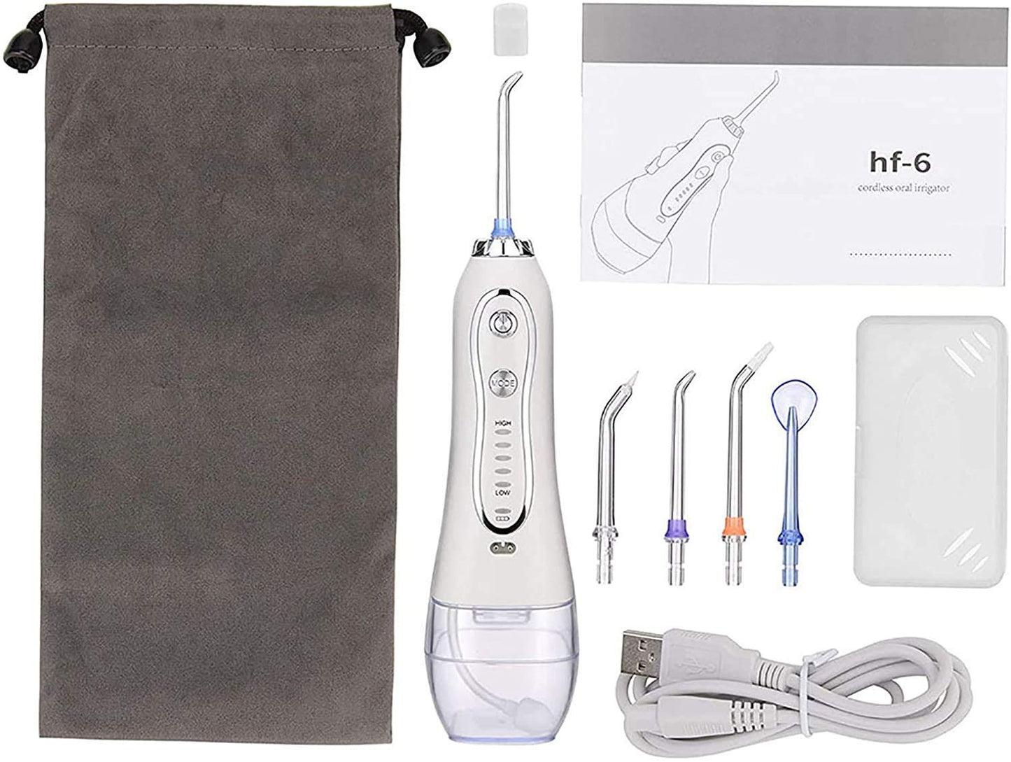 Rechargeable Water Dental Flosser Cordless: Power Teeth Cleaner with USB Cable, IPX7 Waterproof Flosser for Oral Bridges Care with 5 Mode, 300ML Detachable Water Tank