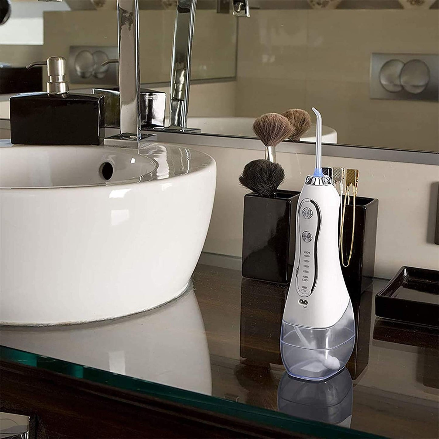 Rechargeable Water Dental Flosser Cordless: Power Teeth Cleaner with USB Cable, IPX7 Waterproof Flosser for Oral Bridges Care with 5 Mode, 300ML Detachable Water Tank