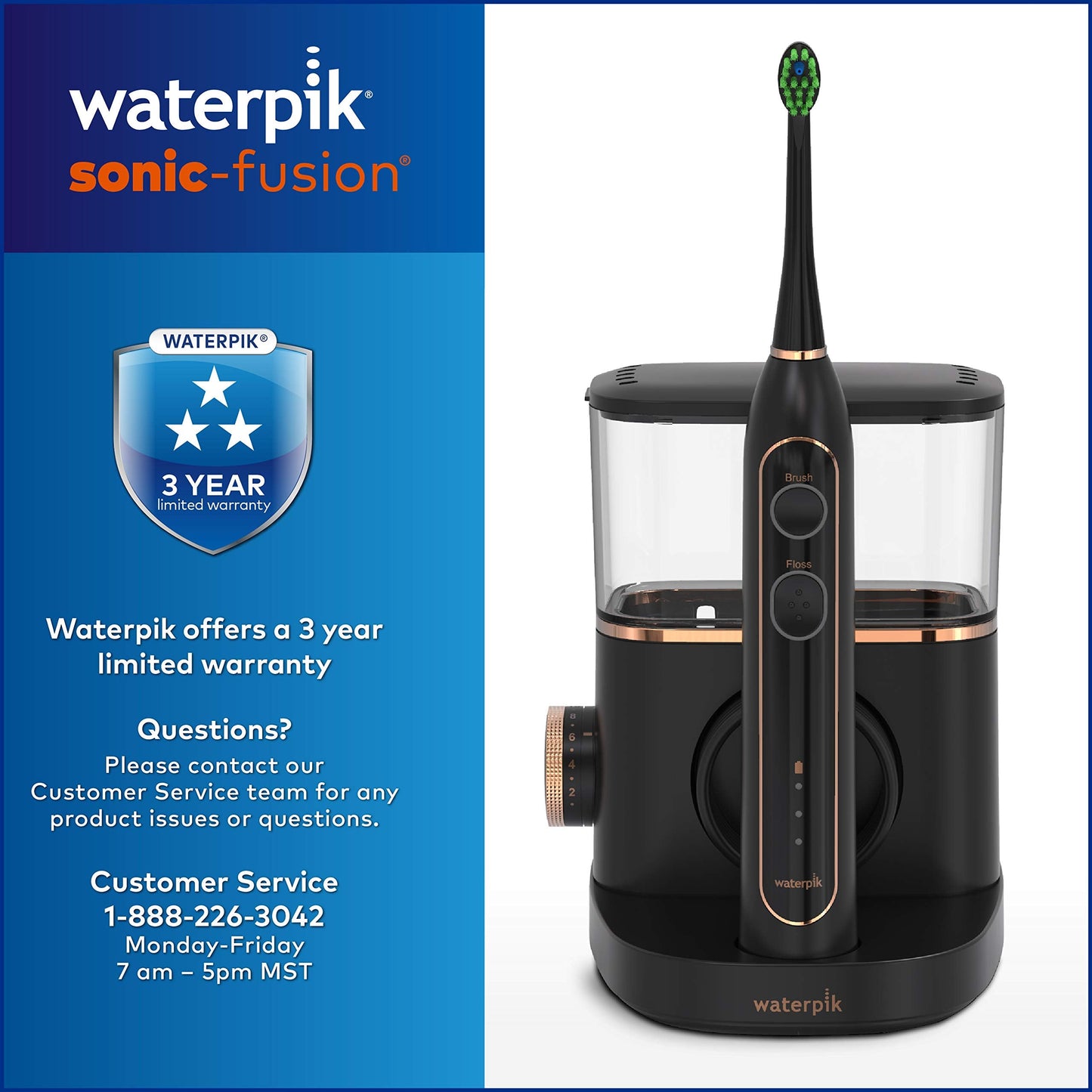 Waterpik Sonic-Fusion Professional Flossing Battery Powered Electric Toothbrush, Black, (Pack of 1)