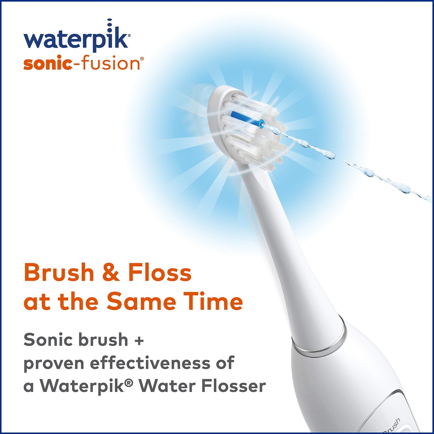 Waterpik Sonic-Fusion Professional Flossing, Electric Toothbrush & Water Flosser Combo in One, SF-02, White