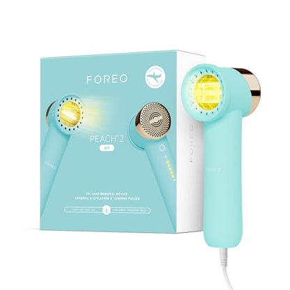 FOREO Peach 2 go IPL Hair Removal Device - Travel-Friendly Permanent Hair Removal - Laser Hair Removal - Body & Face - Painless Hair Removal - Skin Cooling & Silicone Shield - Customizable Artic Blue