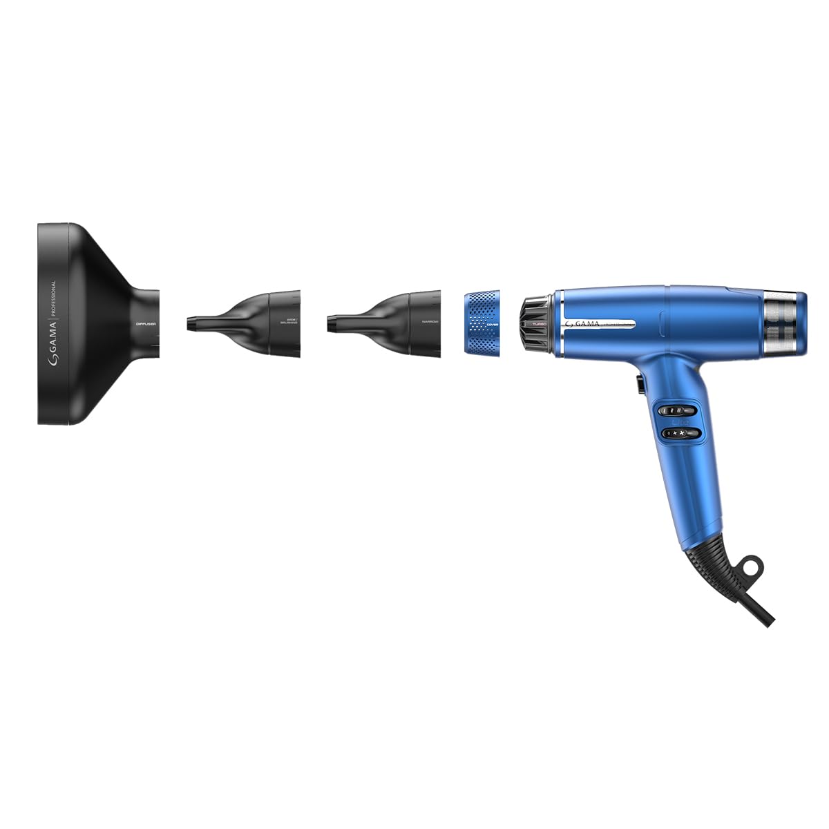 IQ LITE | IQ Perfetto | Hair Dryer by GaMa Italy | Ultra-Lightweight 10.5 oz | 110,000 RPM Brushless Motor | Turbo Venturi Technology | Oxy-Active Technology (Blue)