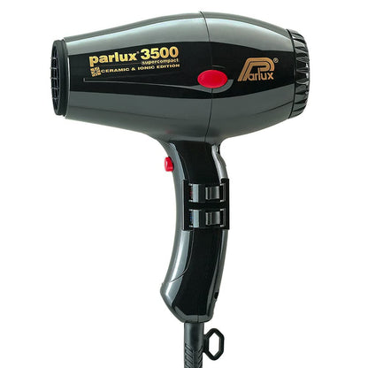Parlux 3500 Super Compact Ceramic and Ionic Black Hair Dryer and M Hair Designs Hot Blow Attachment Black (Bundle 2 Items)