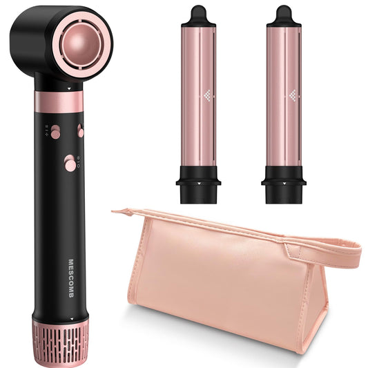 3 in 1 Hair Styler - Fast Drying Hair Dryer & Auto Air Wrap Curlers Set, 1 Inch Curling Iron Long Barrel, Frizz-Free No Heat Damage Hot Air Styler for All Types (Black)