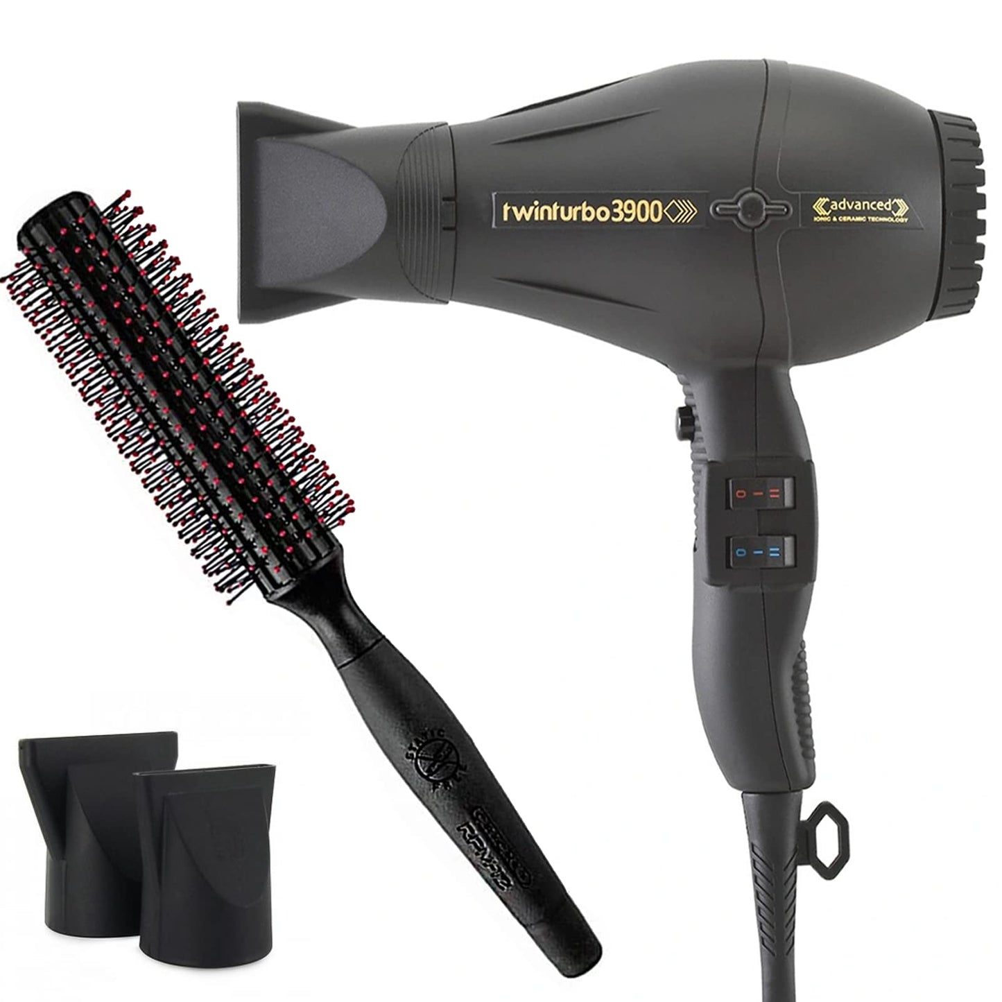 idinio Turbo Power Hair Dryer Ionic Professional, Black, Twin Turbo Blower Advanced, Comes with Brush, (3900- TP)