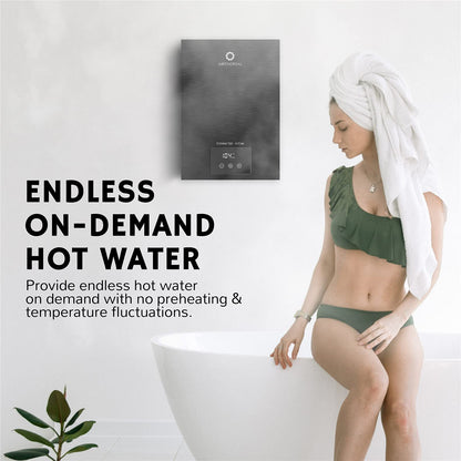Airthereal Electric Tankless Water Heater 14kW, 240Volts - Endless On-Demand Hot Water - Self Modulates to Save Energy Use - Small Enough to Install Anywhere - for 1 Shower, Evening Tide series
