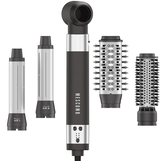 5 in 1 Hair Air Styler - Rotating Hair Dryer Brush 110000 RPM for Fast Drying Hot-Air Automatic Wrap Curlers for Curling, Frizz-Free Blow Dryer Brush for Straightening Volumizing No Heat Damage(Gray)