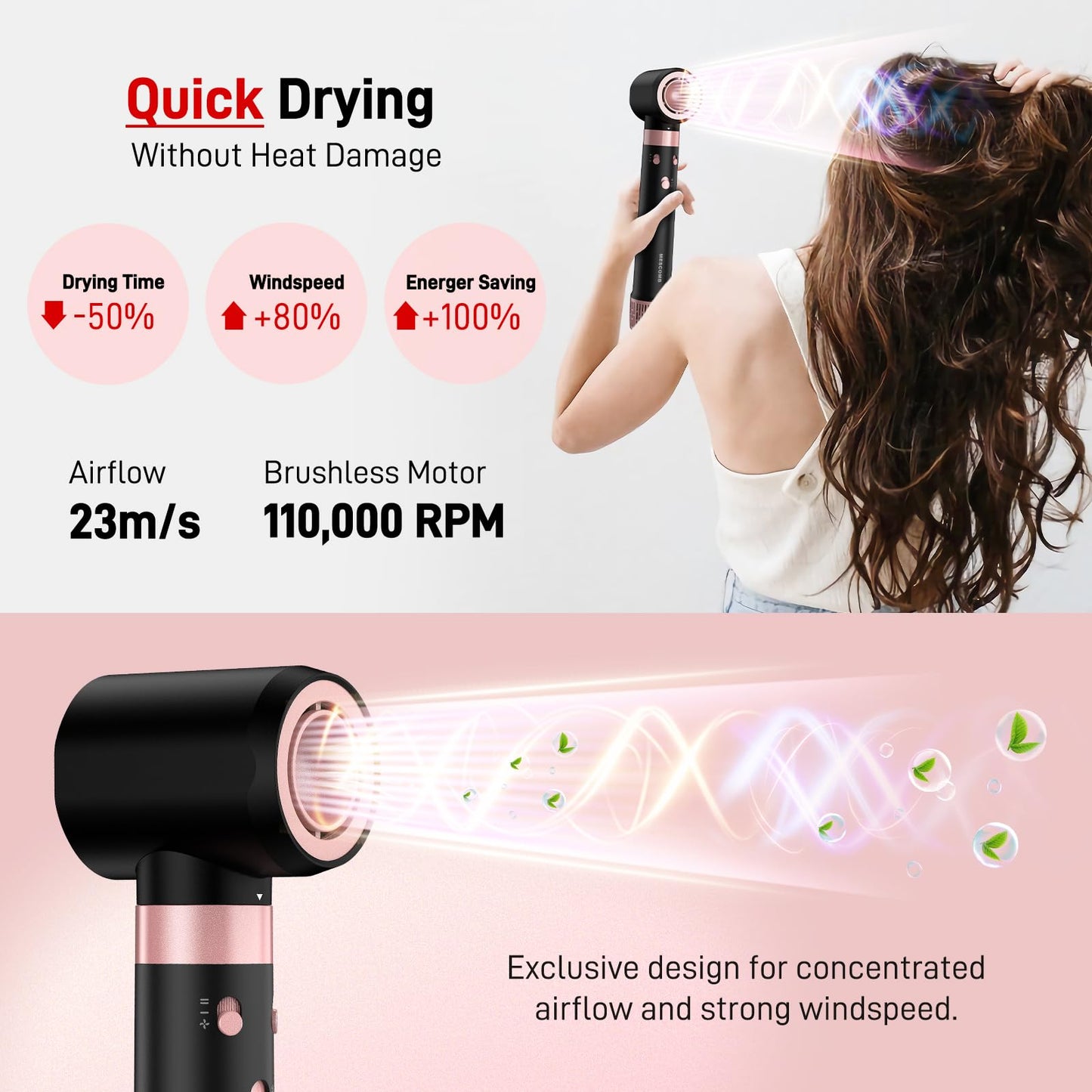 3 in 1 Hair Styler - Fast Drying Hair Dryer & Auto Air Wrap Curlers Set, 1 Inch Curling Iron Long Barrel, Frizz-Free No Heat Damage Hot Air Styler for All Types (Black)
