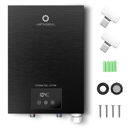 Airthereal Electric Tankless Water Heater 14kW, 240Volts - Endless On-Demand Hot Water - Self Modulates to Save Energy Use - Small Enough to Install Anywhere - for 1 Shower, Evening Tide series