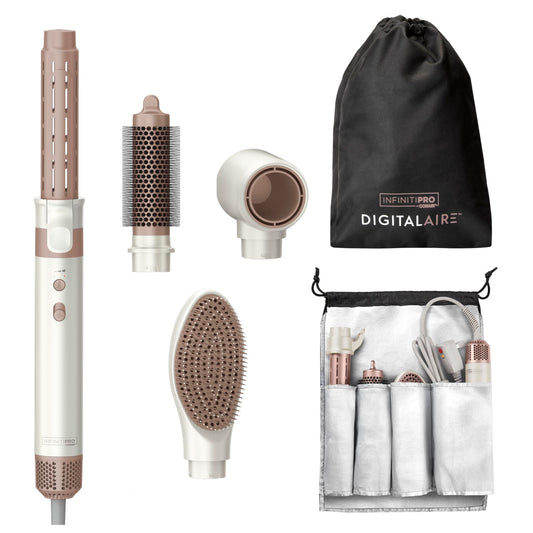 INFINITIPRO BY CONAIR DigitalAIRE Multi Hair Styler, Air Styling System for Curls, Waves, Blowouts & Volume, 4 Attachments to Personalize Your Look Plus Storage Bag, White