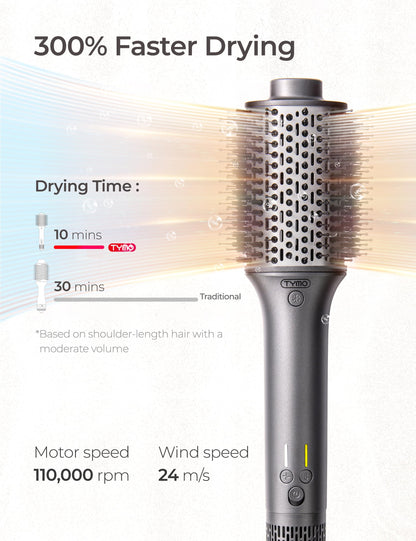 TYMO Hair Dryer Brush Blow Dryer Brushes in One, Hot Air Brush with 3 Barrels as Dryer Volumizer Straightener Styler, 110000 RPM High-Speed Blow Out Brush, 200M Negative Ions for Smooth Frizz-Free
