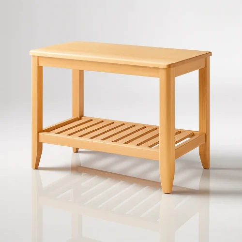 Modern Light Wood Side Table With Slatted Shelf