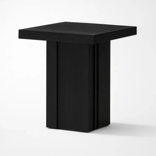 Modern Minimalist Black Wooden Square Side Table