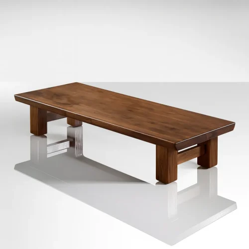 Modern Rectangular Wooden Coffee Table With Solid Base For Living Room