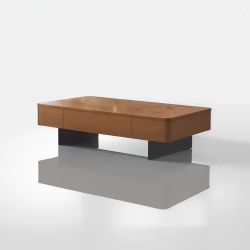 Modern Rectangular Wooden Coffee Table With Storage Drawers For Living Room