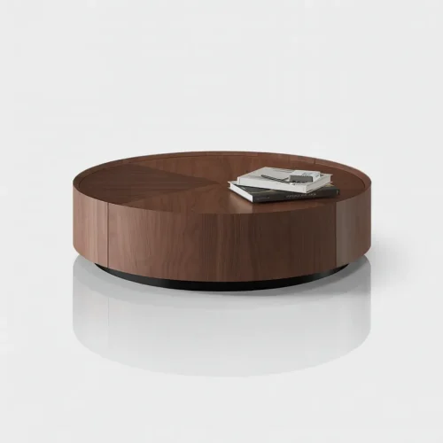 Modern Round Wooden Coffee Table With Minimalist Design For Living Room