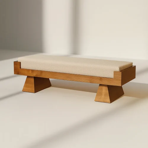 Modern Upholstered Wooden Bench For Living Room And Entryway