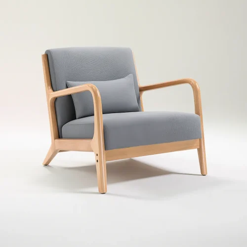 Modern Wooden Armchair With Cushioned Seat