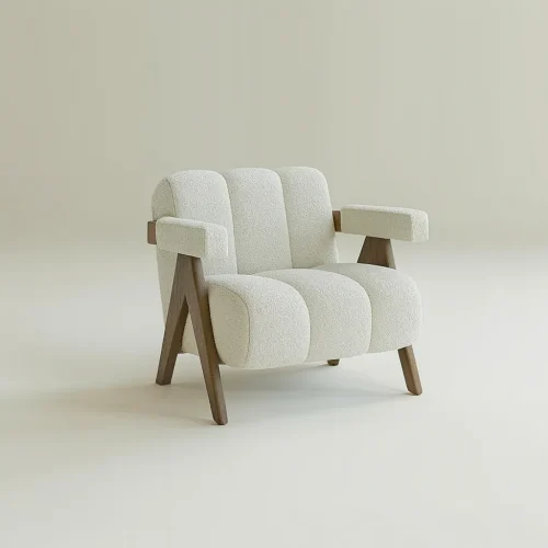 Modern Wooden Armchair With Soft Upholstered Design