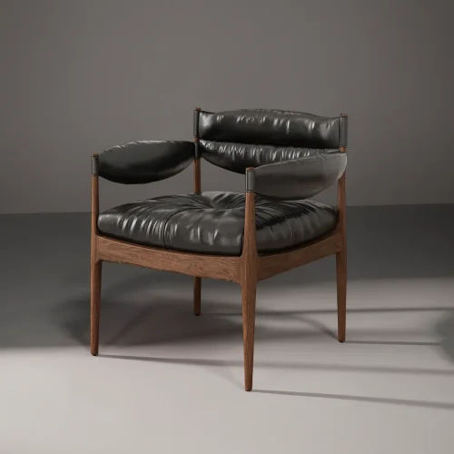 Modern Wooden Armchair With Upholstered Cushions