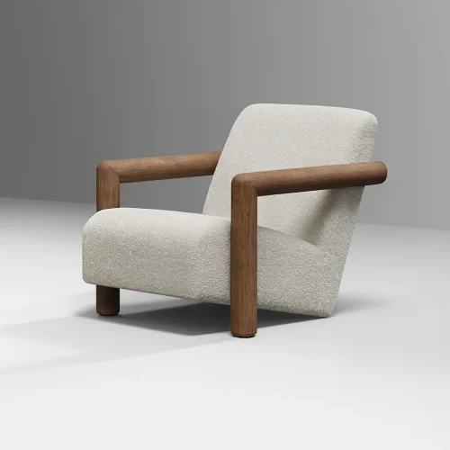 Modern Wooden Lounge Chair With Cushioned Seat