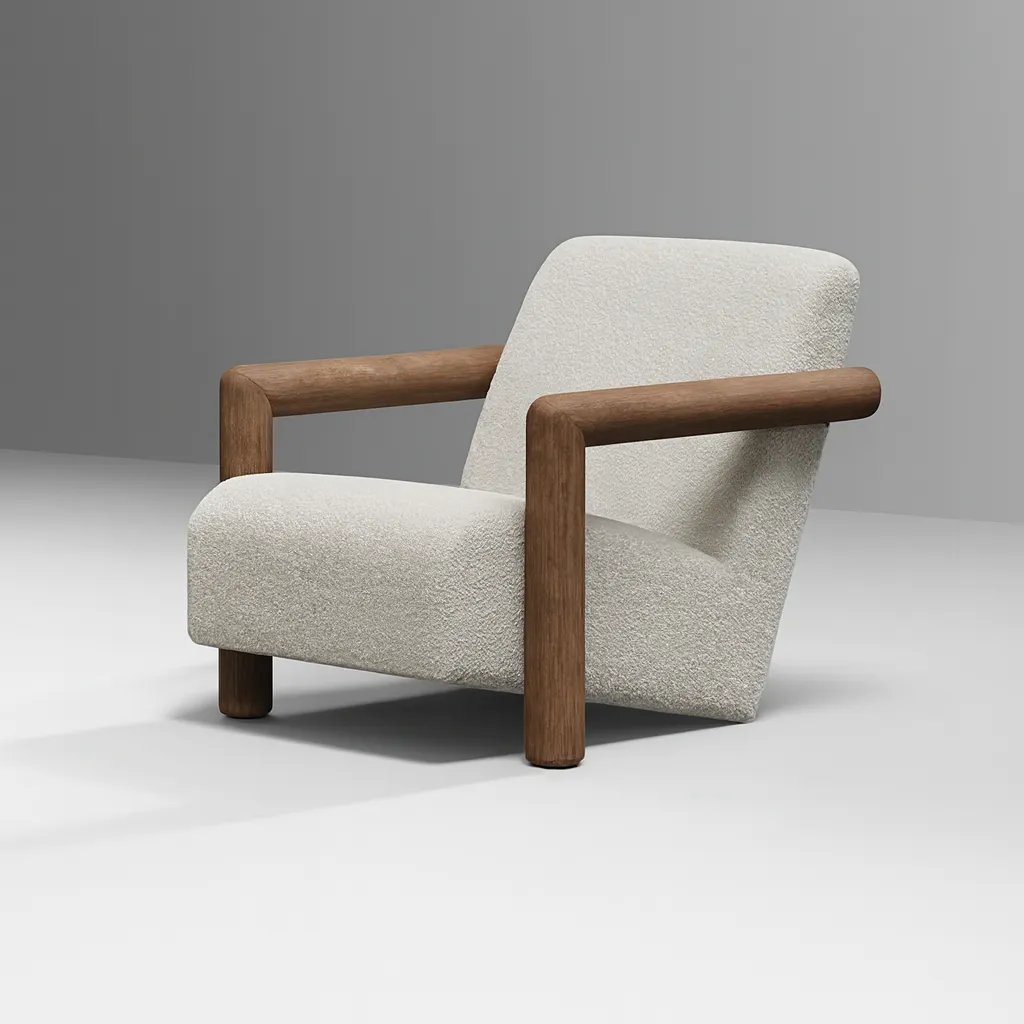 Modern Wooden Lounge Chair With Cushioned Seat