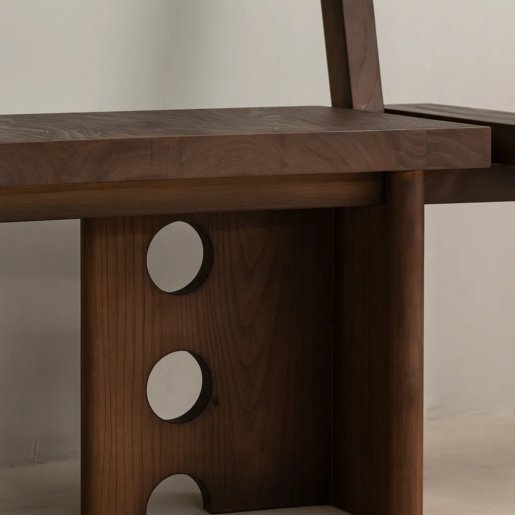 Modern Wooden Bench With Backrest And Armrests - Image 4