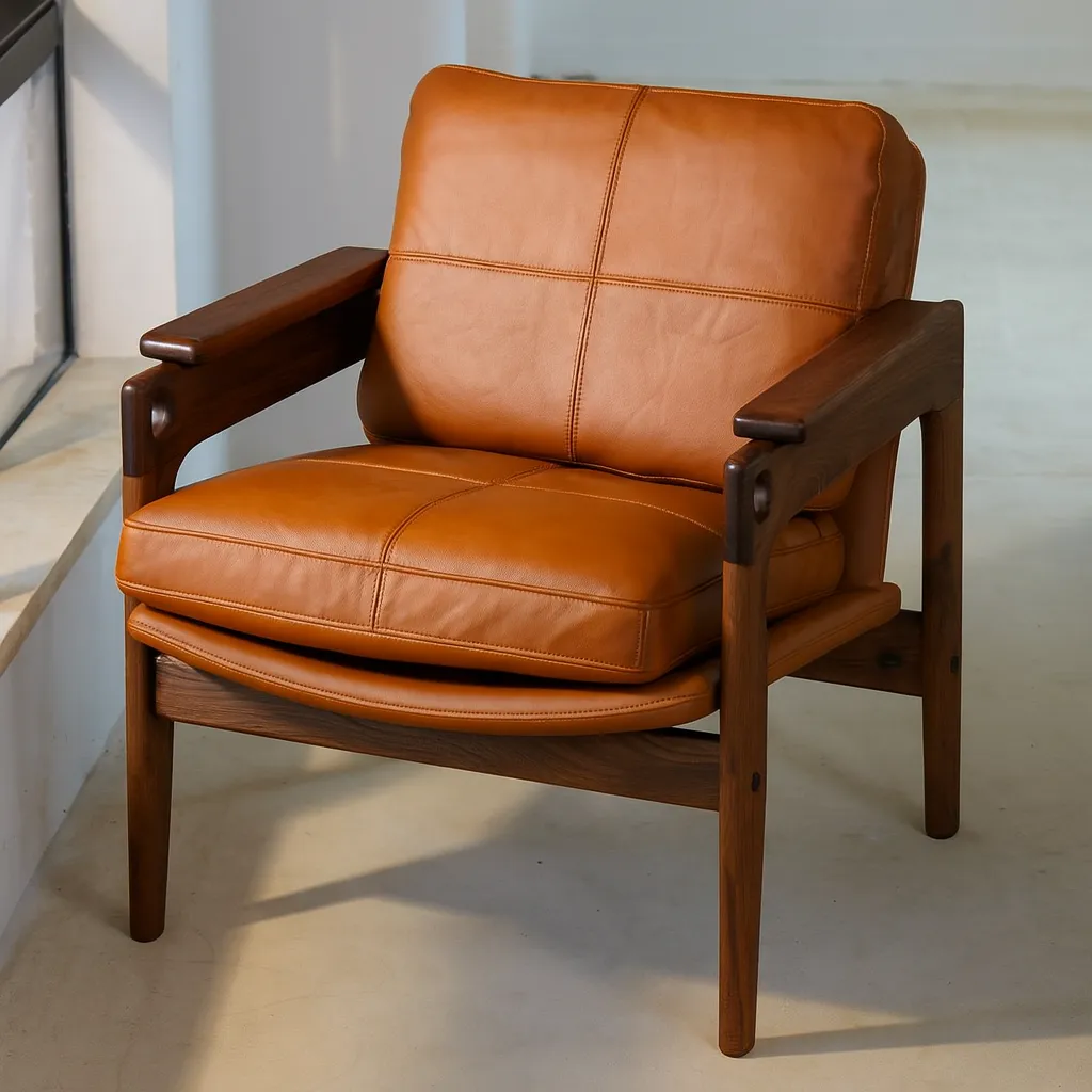 Modern Wooden Lounge Chair With Cushioned Seat - Image 4