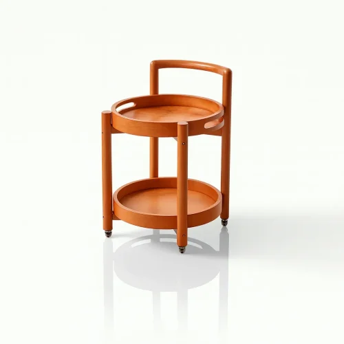 Modern Wooden Round Side Table With Two Tiers