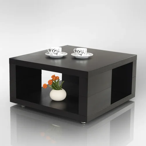 Modern Wooden Square Side Table With Open Storage