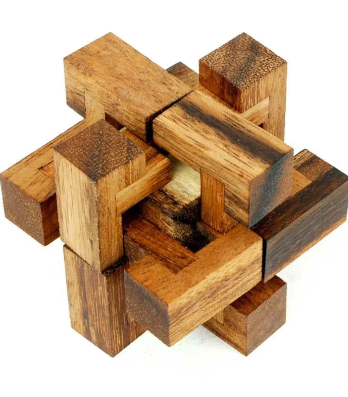 Wooden Trap Cage Interlocking Puzzle Sculpture